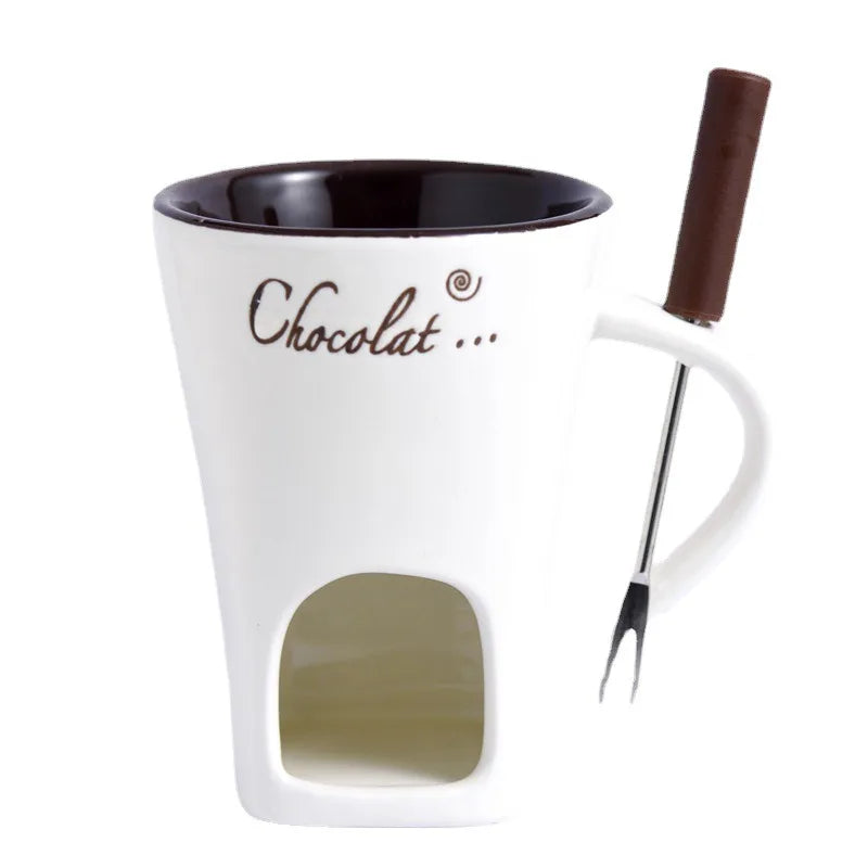 Fondue Mug Set Personal Mini Fondue Pots Chocolate Cheese Ice Cream Fondue Maker Kit Individual Butter Melter Cup Small Warmer